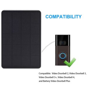 Compatible with Ring Solar Battery Charging Plate，Video Doorbell 3, Video Doorbell 3 Plus, Video Doorbell 4,Ring Solar Charger