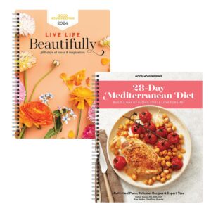good housekeeping 2024 live life beautifully planner and 28-day mediterranean cookbook bundle!