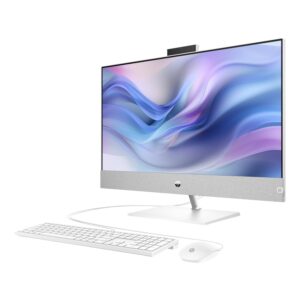 HP Pavilion All-in-One Desktop, 27" FHD Touchscreen Display, 12th Gen Intel Core i7-12700T, 20GB RAM, 1TB SSD, Wi-Fi 6, Webcam, HDMI, RJ-45, Wired Keyboard & Mouse, White, Windows 11 Home