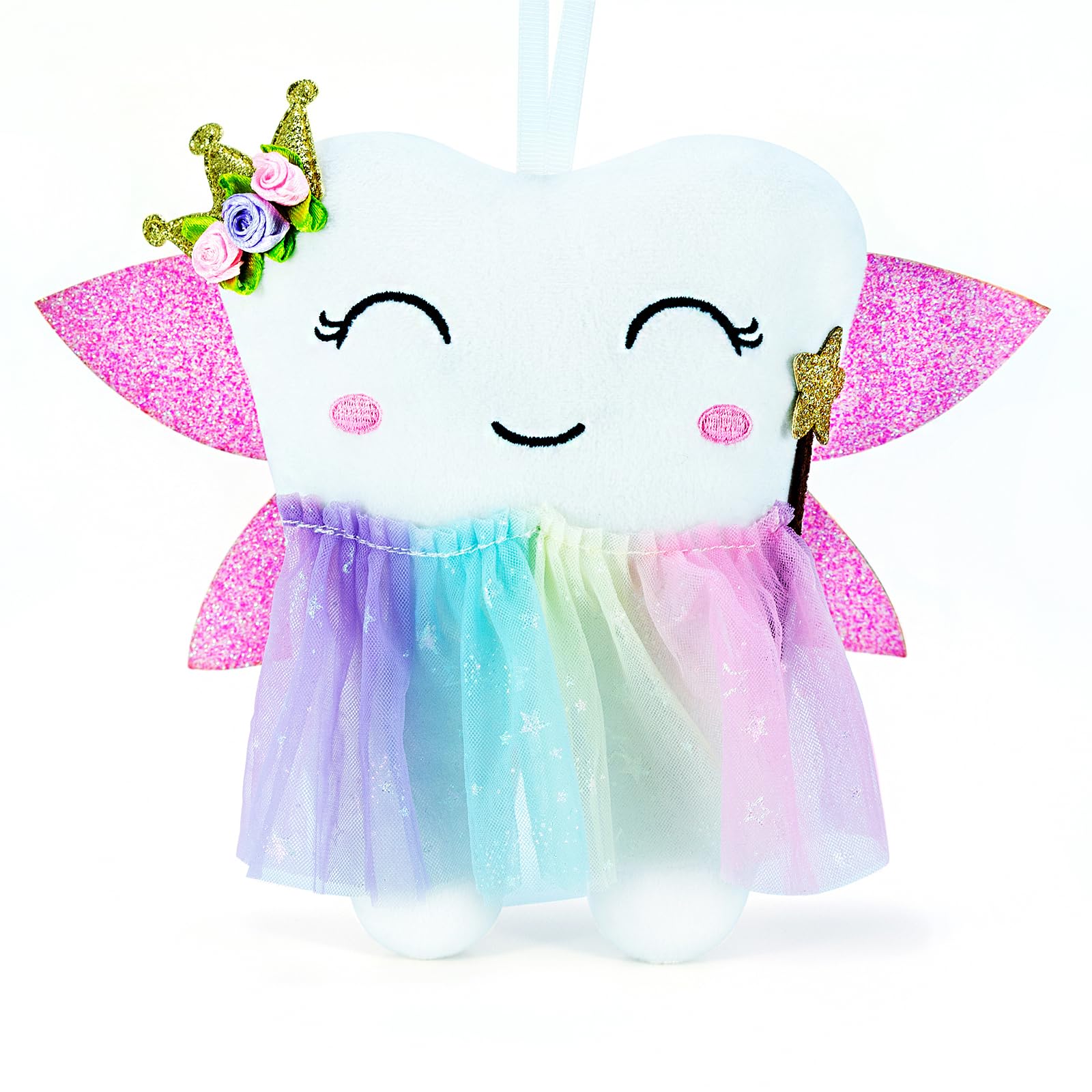 Tooth Fairy,Tooth Fairy Pillow with Shiny Wings,Tooth Fairy Pillow for GirlsTooth Pillow,Tooth Fairy Gift,Tooth Decor,Tooth Fairy Doll,Tooth Fairy Bag Keepsake (Pink Wings)