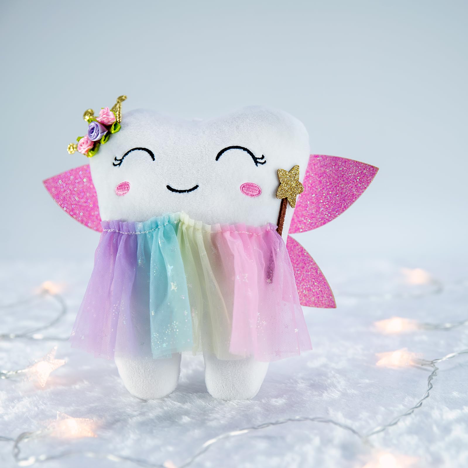 Tooth Fairy,Tooth Fairy Pillow with Shiny Wings,Tooth Fairy Pillow for GirlsTooth Pillow,Tooth Fairy Gift,Tooth Decor,Tooth Fairy Doll,Tooth Fairy Bag Keepsake (Pink Wings)