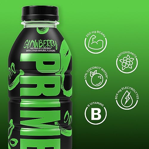 Prime Hydration Sports Drink by Logan Paul & KSI Glowberry - 12 x 500ml Pack