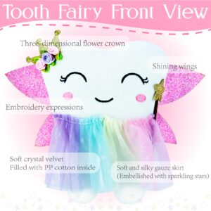 Tooth Fairy,Tooth Fairy Pillow with Shiny Wings,Tooth Fairy Pillow for GirlsTooth Pillow,Tooth Fairy Gift,Tooth Decor,Tooth Fairy Doll,Tooth Fairy Bag Keepsake (Pink Wings)