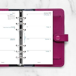 Filofax Calendar Diary Refill, Personal/Compact Size, Week-to-View, White Paper, Unruled, English, 2024 (C68421-24)