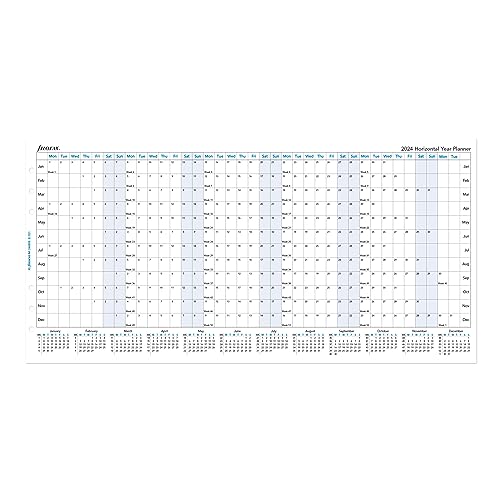 Filofax Calendar Diary Refill, A5 Size, Horizontal Year Planner, White Paper, English, 2024 (C68506-24)