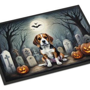 Caroline's Treasures DAC2011MAT Beagle Spooky Halloween Doormat 18x27 Front Door Mat Indoor Outdoor Rugs for Entryway, Non Slip Washable Low Pile, 18H X 27W