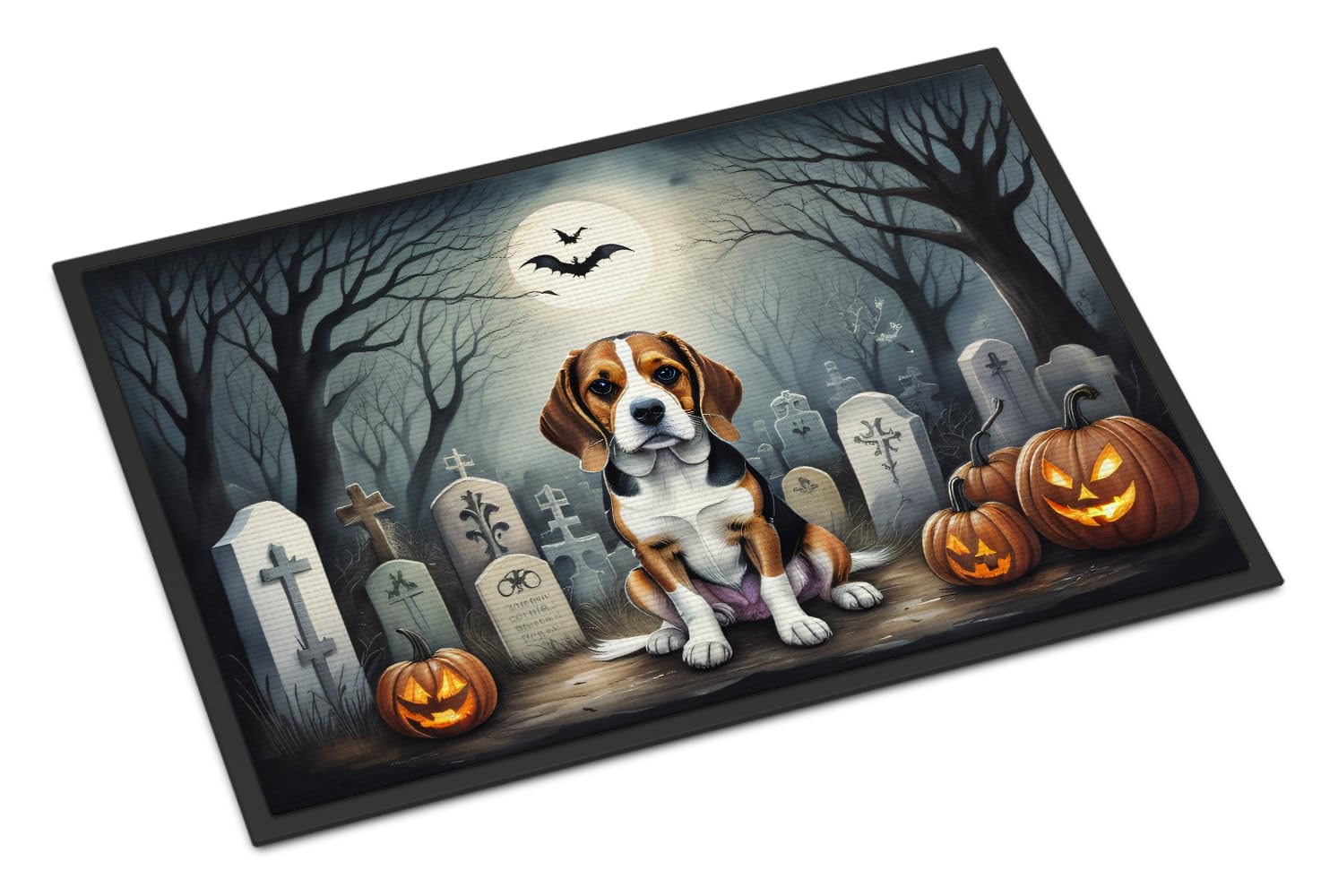 Caroline's Treasures DAC2011MAT Beagle Spooky Halloween Doormat 18x27 Front Door Mat Indoor Outdoor Rugs for Entryway, Non Slip Washable Low Pile, 18H X 27W