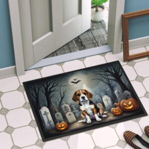 Caroline's Treasures DAC2011MAT Beagle Spooky Halloween Doormat 18x27 Front Door Mat Indoor Outdoor Rugs for Entryway, Non Slip Washable Low Pile, 18H X 27W