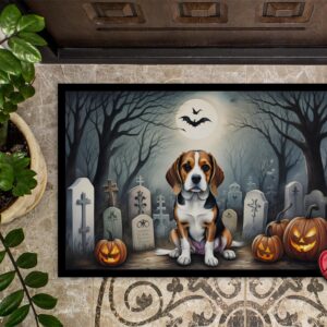 Caroline's Treasures DAC2011MAT Beagle Spooky Halloween Doormat 18x27 Front Door Mat Indoor Outdoor Rugs for Entryway, Non Slip Washable Low Pile, 18H X 27W