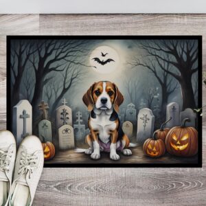 Caroline's Treasures DAC2011MAT Beagle Spooky Halloween Doormat 18x27 Front Door Mat Indoor Outdoor Rugs for Entryway, Non Slip Washable Low Pile, 18H X 27W