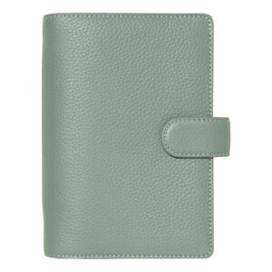filofax norfolk organizer, personal size, sage - soft full-grain leather, six rings, with week-to-view calendar diary, multilingual, 2024 (c022636-24)