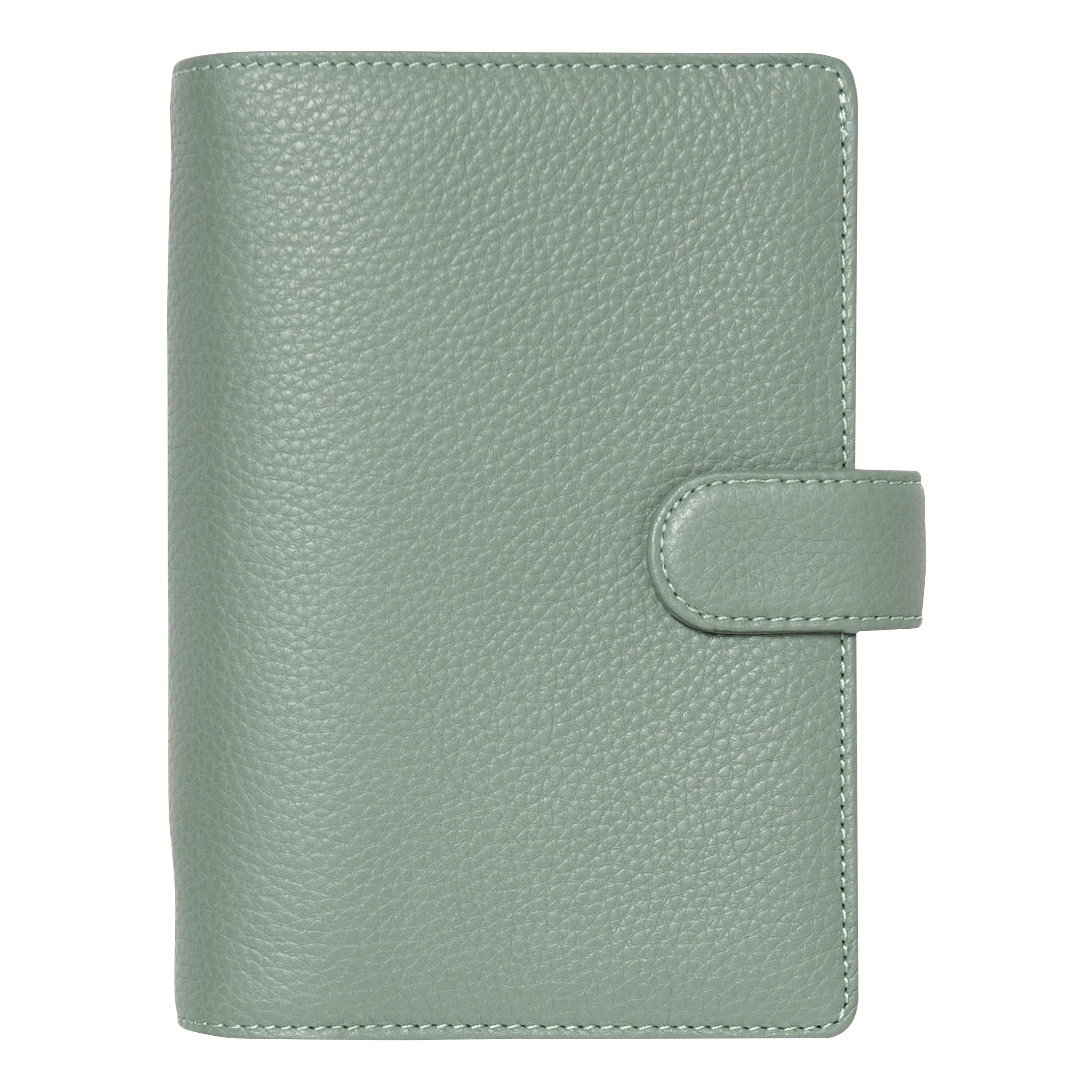 Filofax Norfolk Organizer, Personal Size, Sage - Soft Full-Grain Leather, Six Rings, with Week-to-View Calendar Diary, Multilingual, 2024 (C022636-24)