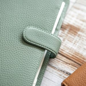 Filofax Norfolk Organizer, Personal Size, Sage - Soft Full-Grain Leather, Six Rings, with Week-to-View Calendar Diary, Multilingual, 2024 (C022636-24)