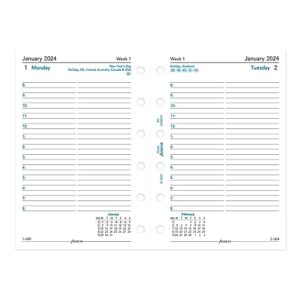 Filofax Calendar Diary Refill, Pocket Size, Day on One Page with Appointments, Ruled, White Paper, English, 2024 (C68241-24)