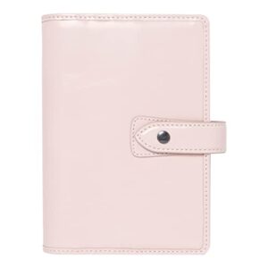 filofax malden organizer, personal size, pink - tactile, full-grain buffalo leather, six rings, with cotton cream week-to-view calendar diary, multilingual, 2024 (c022616-24)