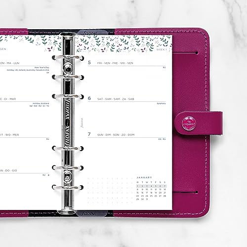 Filofax Calendar Diary Refill, Personal/Compact Size, Week-to-View, Garden Minimal Diary Pack, Multilingual: Five Languages, 2024 (C68492-24)