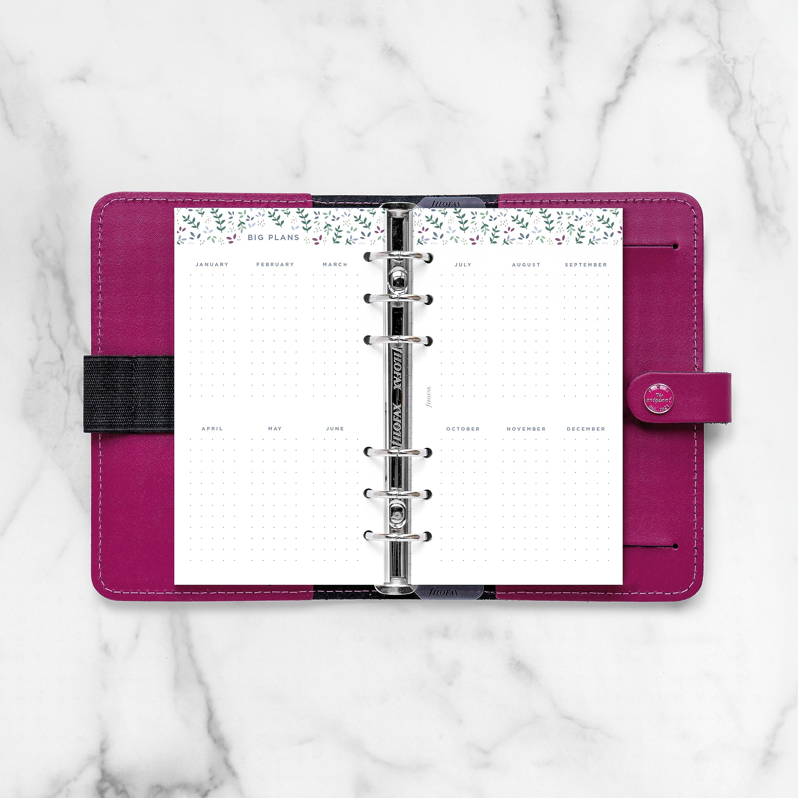 Filofax Calendar Diary Refill, Personal/Compact Size, Week-to-View, Garden Minimal Diary Pack, Multilingual: Five Languages, 2024 (C68492-24)