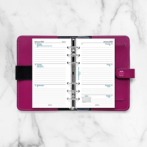 Filofax Calendar Diary Refill, Personal/Compact Size, Week-to-View, White Paper, Ruled, English, 2024 (C68418-24)