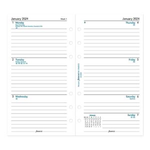 Filofax Calendar Diary Refill, Personal/Compact Size, Week-to-View, White Paper, Ruled, English, 2024 (C68418-24)