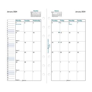 Filofax Calendar Diary Refill, Personal/Compact Size, Month-to-View, White Paper, English, 2024 (C68410-24)