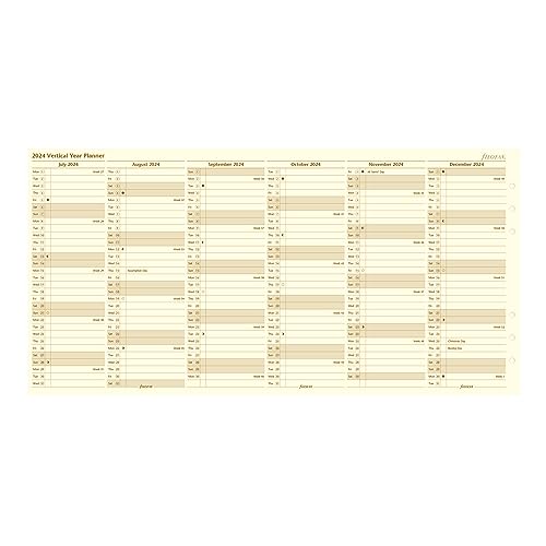 Filofax Calendar Diary Refill, A5 Size, Vertical Year Planner, Cotton Cream Paper, English, 2024 (C68508-24)