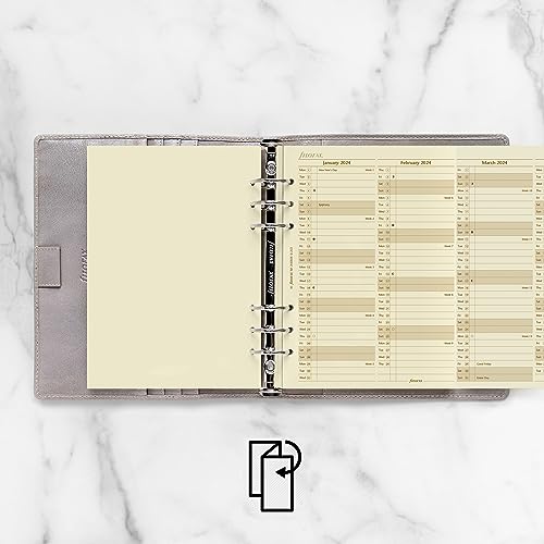 Filofax Calendar Diary Refill, A5 Size, Vertical Year Planner, Cotton Cream Paper, English, 2024 (C68508-24)