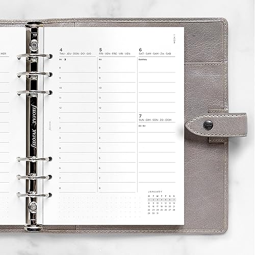 Filofax Calendar Diary Refill, A5 Size, Week-to-View with Appointments, Minimal Diary Pack, Vertical, White Paper, Multilingual: Five Languages, 2024 (C68593-24)