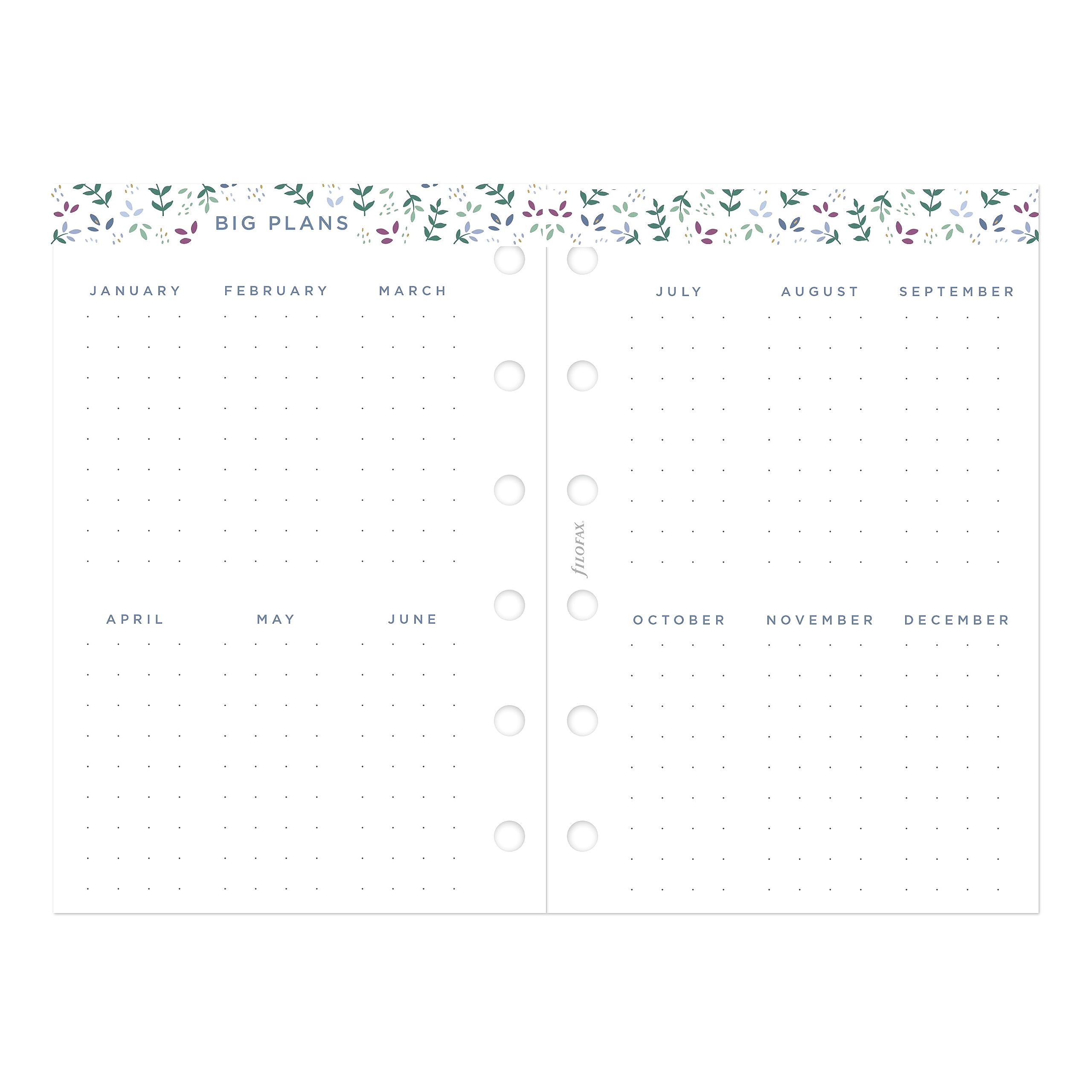 Filofax Calendar Diary Refill, Pocket Size, Week-to-View, Garden Minimal Diary Pack, Multilingual: Five Languages, 2024 (C68292-24)