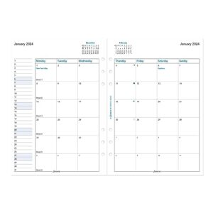 Filofax Calendar Diary Refill, A5 Size, Month-to-View, White Paper, English, 2024 (C68510-24)