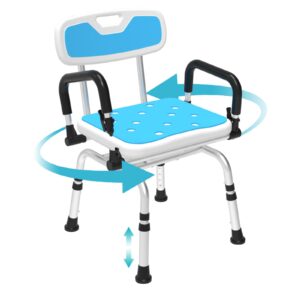 shower chair with arms and back 400 lb, folding shower chair 5-level adjustable, non-slip feet shower seat, for elderly,handicap,disabled, seniors & pregnant