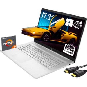 hp 17.3 laptop, 17.3 fhd led ips display, amd ryzen 5 5500u(beat i7-1165g7, 6 core, upto 4.0 ghz), 16gb ram - 1tb pcie ssd, fingerprint reader, numeric keypad, wifi, type c, windows 11 home, silver