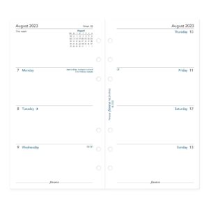 filofax calendar diary refill, personal/compact size, week-to-view, academic, white paper, unruled, english, august 2023 to july 2024 (c68452-24)