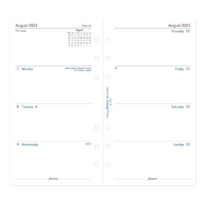 Filofax Calendar Diary Refill, Personal/Compact Size, Week-to-View, Academic, White Paper, Unruled, English, August 2023 to July 2024 (C68452-24)