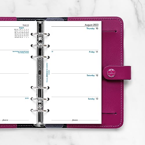 Filofax Calendar Diary Refill, Personal/Compact Size, Week-to-View, Academic, White Paper, Unruled, English, August 2023 to July 2024 (C68452-24)