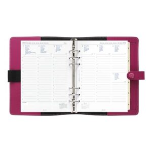 Filofax The Original Organizer, A5 Size, Raspberry - Leather, Six Rings, Week-to-View Calendar Diary, Multilingual, 2024 (C026089-24)