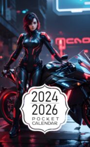 pocket calendar 2024-2026: two-year monthly planner for purse , 36 months from january 2024 to december 2026 | cyberpunk | tron player | dynamic poses
