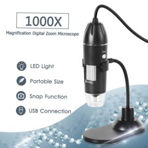 Handheld Digital Microscope Accessories Digital Zoom Microscope USB Magnifier 0.3MP Camera 8-LED Light Magnifying Glass 1000X Magnification Microscope Microscope Accessories