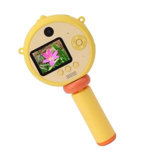Portable Digital Camera Toy 8X Digital Zoom Cute Protective Case for Kids Selfie Camera for Birthday Gift (Yellow)