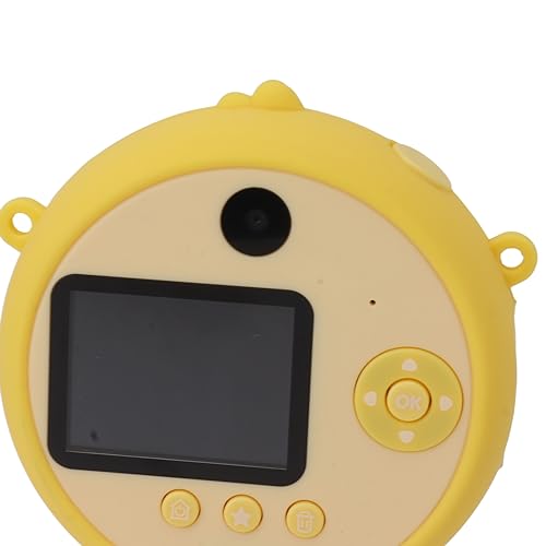 Portable Digital Camera Toy 8X Digital Zoom Cute Protective Case for Kids Selfie Camera for Birthday Gift (Yellow)