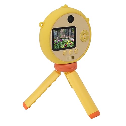 Portable Digital Camera Toy 8X Digital Zoom Cute Protective Case for Kids Selfie Camera for Birthday Gift (Yellow)