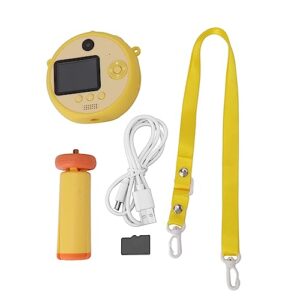 Portable Digital Camera Toy 8X Digital Zoom Cute Protective Case for Kids Selfie Camera for Birthday Gift (Yellow)