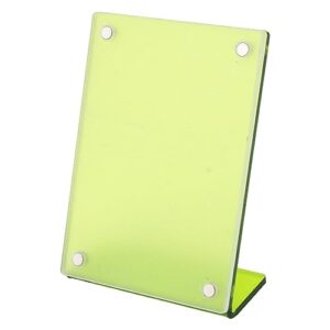 slanted back photo frame, self standing photo frame durable wide application for business cards for livingroom (fluorescent green)