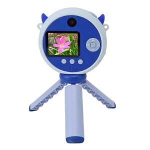 Portable Digital Camera Toy 8X Digital Zoom Cute Protective Case for Kids Selfie Camera for Birthday Gift (Blue)