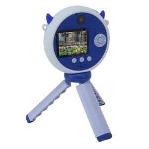 Portable Digital Camera Toy 8X Digital Zoom Cute Protective Case for Kids Selfie Camera for Birthday Gift (Blue)