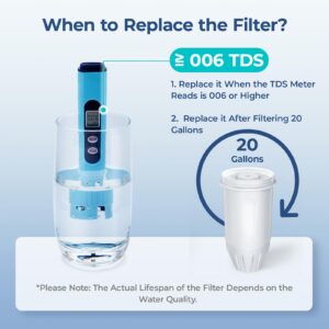 2-Pack ZR-017 Water Filter Replacement for Water Pitcher and Dispenser, 6-Stage Filter Replacement 0 TDS for Improved Tap Water Taste, Certified to Reduce Chlorine and Odor