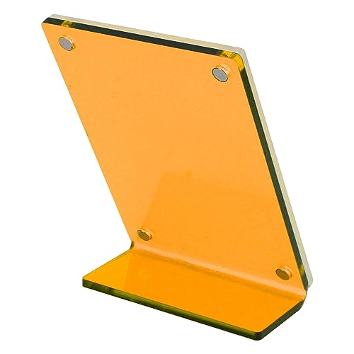 Slanted Back Photo Frame, Self Standing Photo Frame Durable Wide Application for Business Cards for Livingroom (Orange)