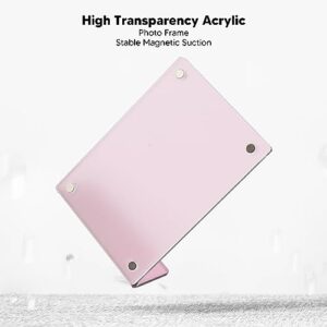 Slanted Back Photo Frame, Self Standing Photo Frame Durable Wide Application for Business Cards for Livingroom (Pink)