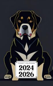 pocket calendar 2024-2026: two-year monthly planner for purse , 36 months from january 2024 to december 2026 | geometric shapes | rottweiler dog artwork