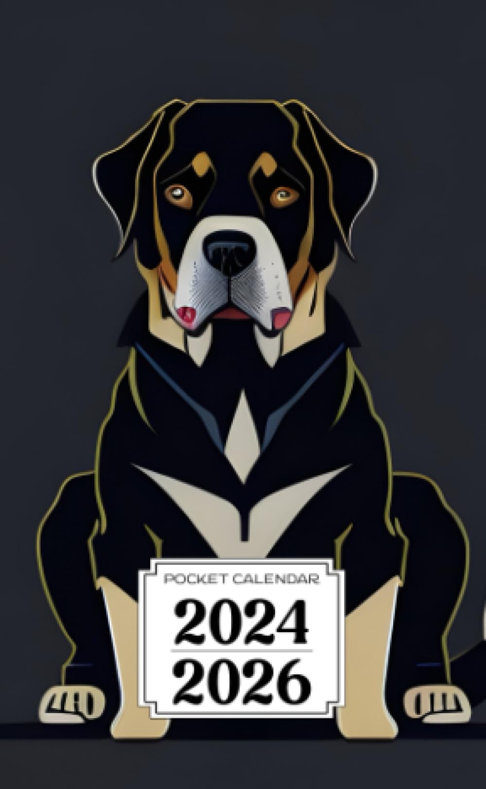 Pocket Calendar 2024-2026: Two-Year Monthly Planner for Purse , 36 Months from January 2024 to December 2026 | Geometric shapes | Rottweiler dog artwork