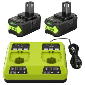 powtree 2pack 7.0ah p108 battery + 2port p117 charger dual channel fast charger for ryobi oneplus battery p100 p102 p103 p105 p107 p108 p118 ryobi 18v battery and charger combo